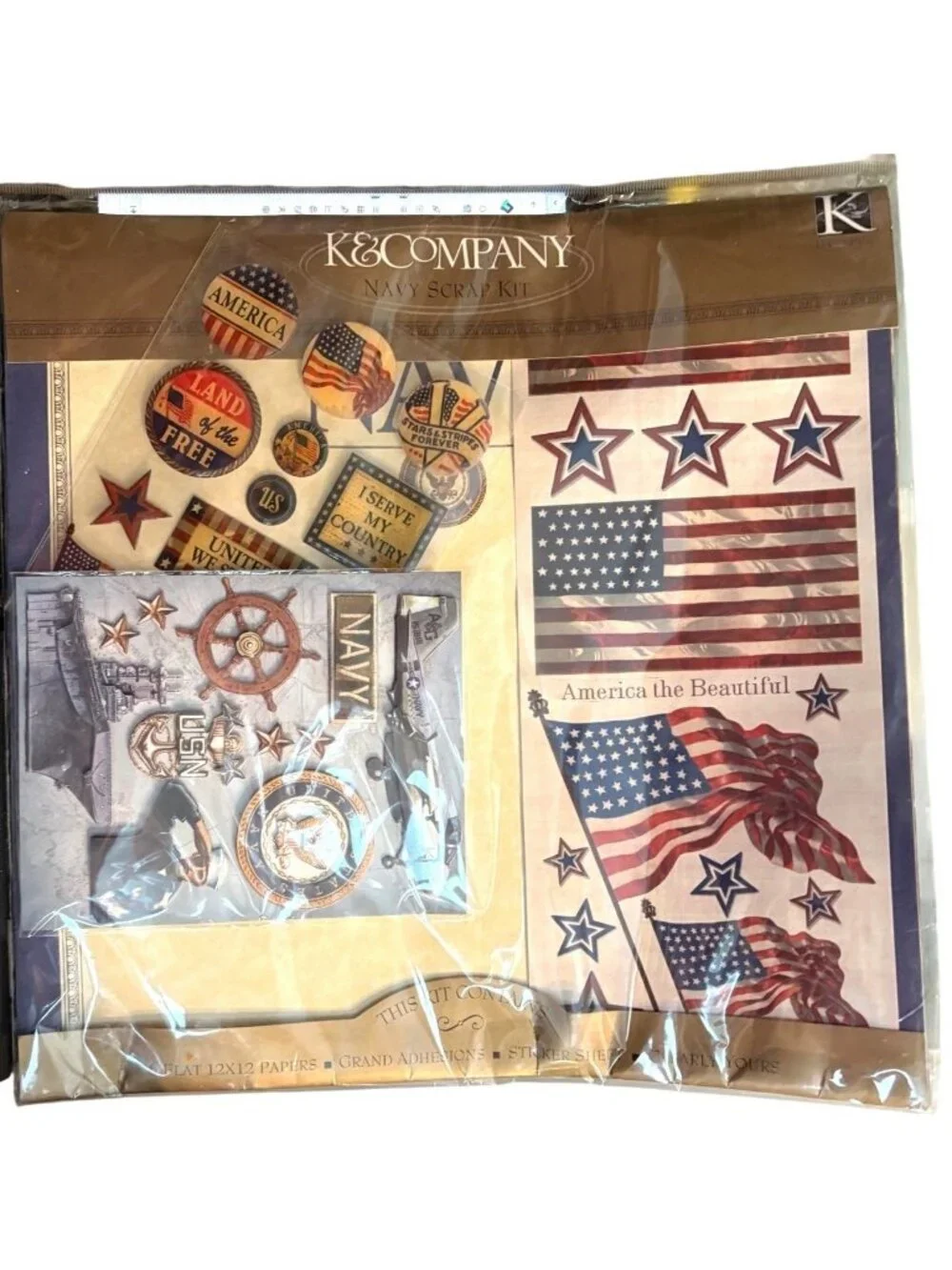 K&Company Navy Scrapbook Kit Stickers 12x12 Papers Patriotic Military NSP